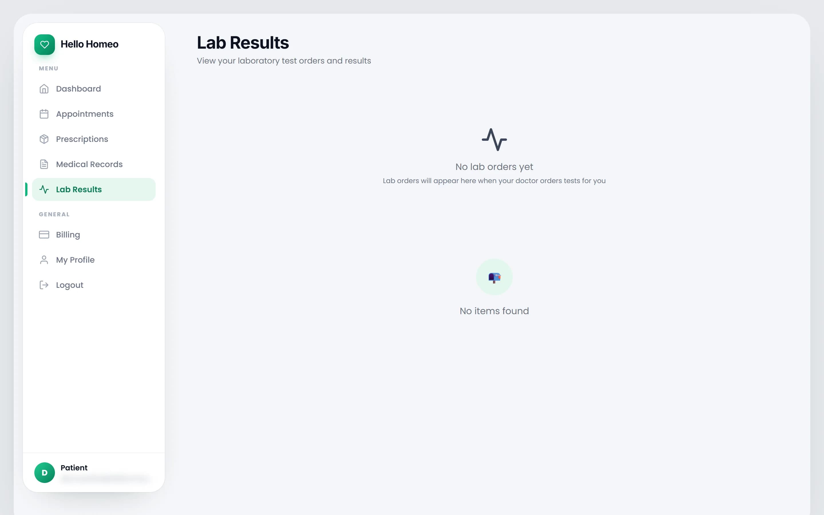 An expanded lab order showing test values, reference ranges and the download button